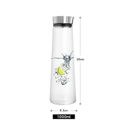Custom Heat Resistant Stainless Steel Lid Borosilicate Glass Pitcher 1000ml Water Jugs Glass Crystal Pitchers