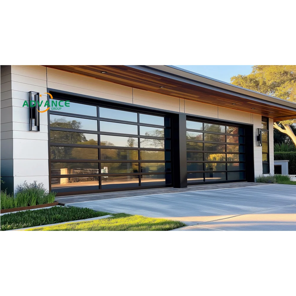 16x8 10x10 Automatic Sectional Customized Aluminum Frameless Full View Commercial Double Insulated Glass Garage Doors For House