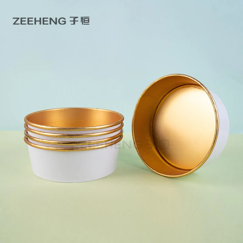 Food grade logo printed gold foil salad bowl takeaway soup cup