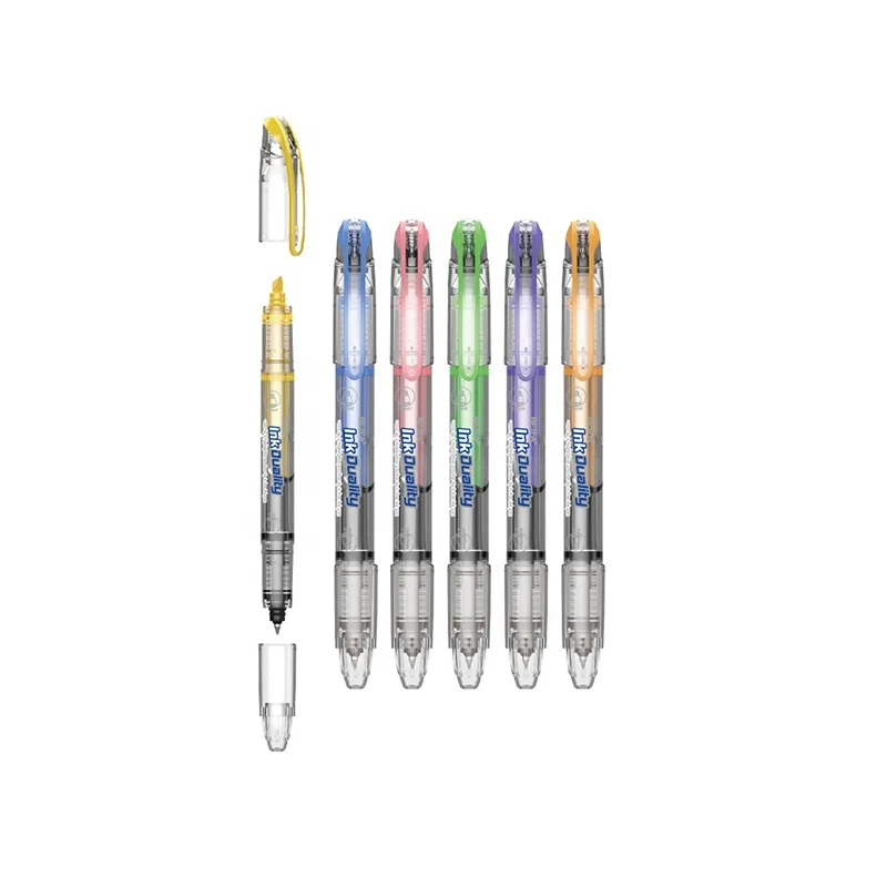 BEIFA RH100 dul tips  chisel tip and free ink pen tip 6 ink colors assorted shell smooth writing experience highlighter pen