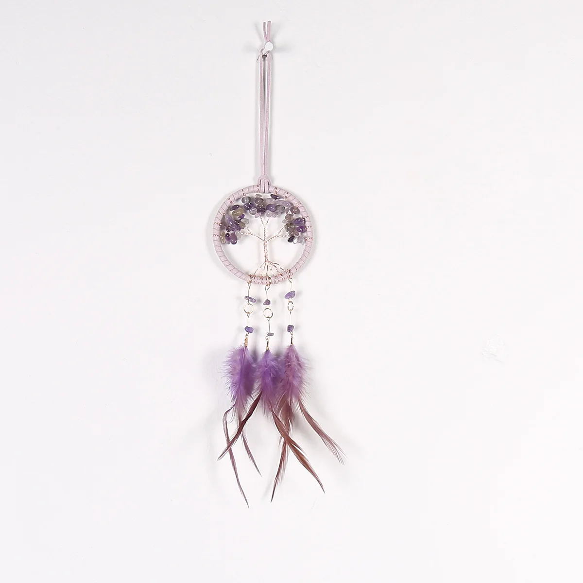 Wholesale Dream Catcher Car Hanging Accessories Natural Crystal Chips Feather Dream Catchers