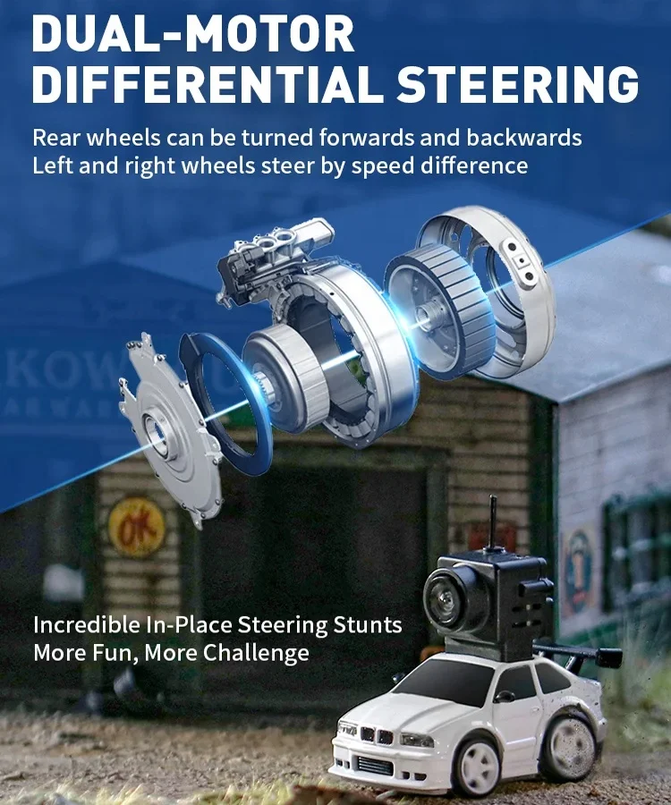 FMS FLUSH30 1/64 RTR 2.4G Micro Versatile Led Lighting Flush Fitting Wheels 5.8G FPV Goggles RC Car with Magnetic Camera Toys