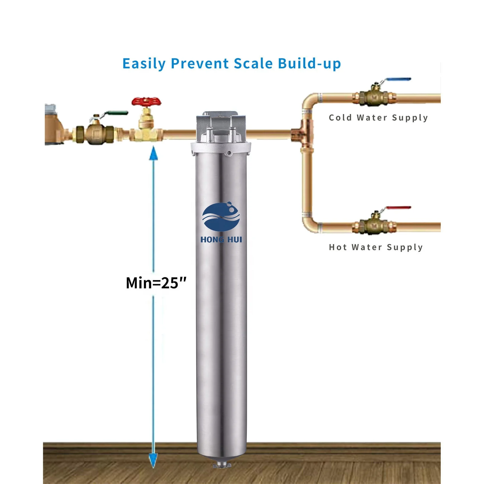 HONG HUI HPS-20C NSF Stainless Steel Filter Housing 10 Inch Water Filter System