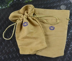 Manufacturer custom suede drawstring pouch high quality jewelry suede pouch golden drawstring gift pouch with logo