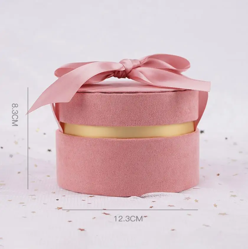 
Custom round/tube velvet cover paper wedding gift boxes with nice ribbon 