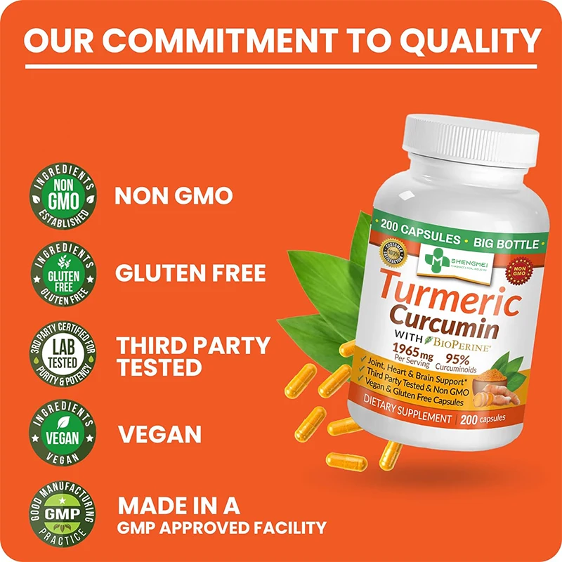 Supplement natural Turmeric Curcumin Bioperine Curcuminoids Ginger Root Garlic Black Pepper Hard Capsules