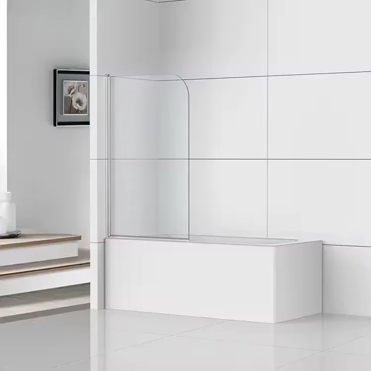 PARTNER Factory Direct Sell Silver Black Frame Tempered Glass Modern Design Door Portable Shower Screen Bathtub Screen