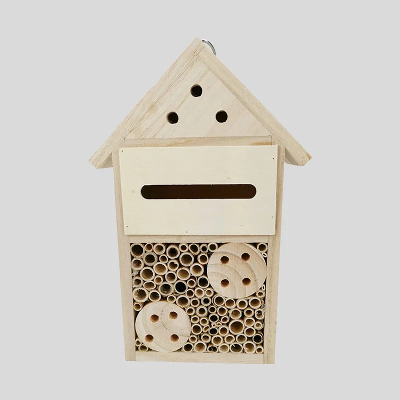 Natural handmade honey house bee inscet hotel wood insect butterfly bee house for easy hanging