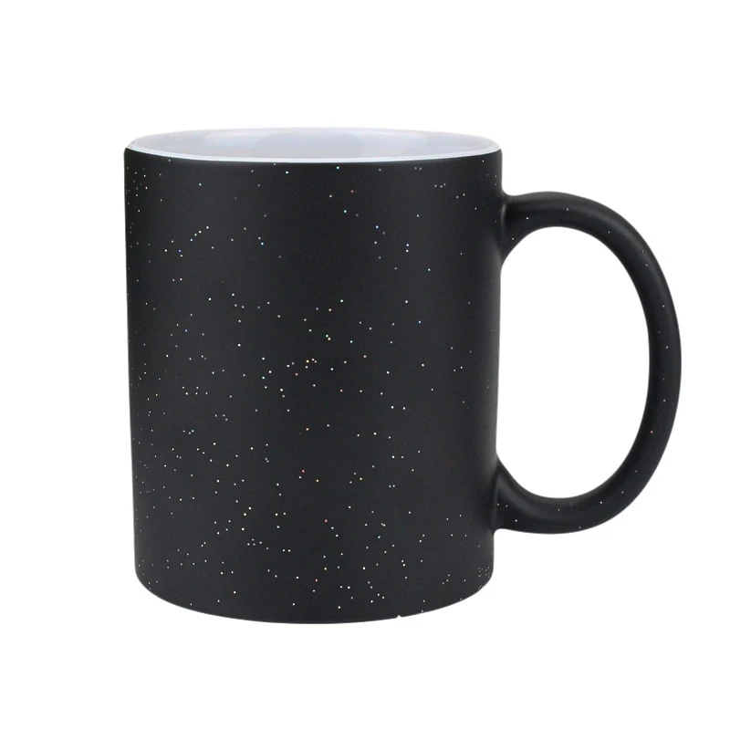 Wholesale Custom logo Personalized Black Ceramic magic mug  Heat Sensitive Magic Color Changing Coffee Mugs for Sublimation