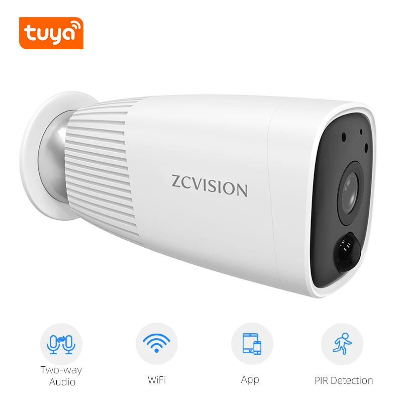 ZCVISION Smart Battery Camera Tuya Wireless Rechargeable Low Consumption PIR Motion Detection two-way Audio for Home Security