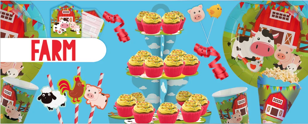 New Farm Animal Theme Kids Birthday Party Pinata Party Supplies Decoration Eco-friendly Disposable Tableware