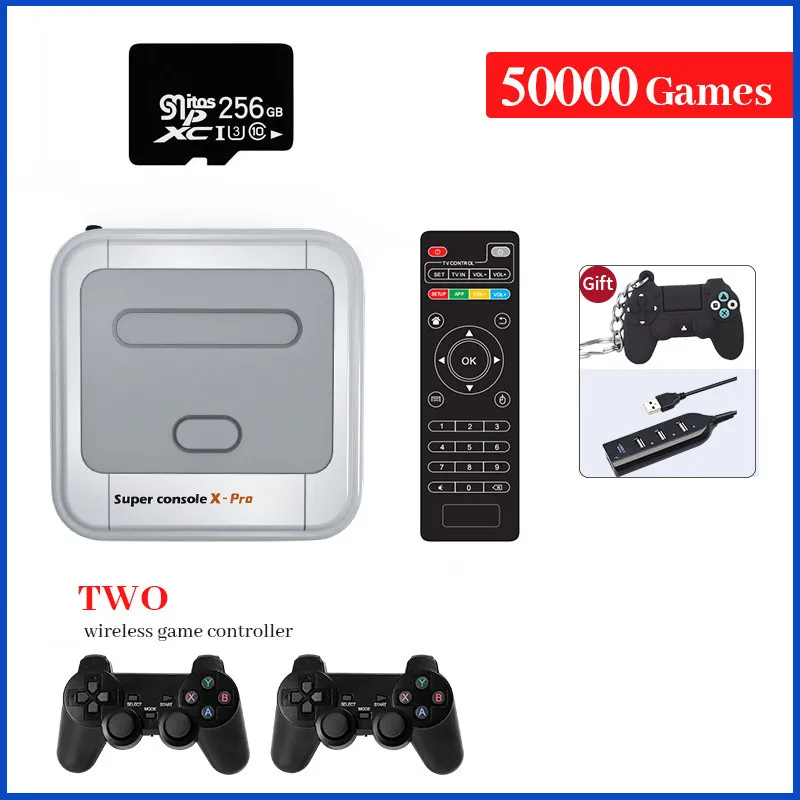 Retro WiFi Super Console X Pro 256GB 2.4G Wireless Gamepad 4K VideoGame Console For PSP PS1 N64 MD Build in 50000 Game