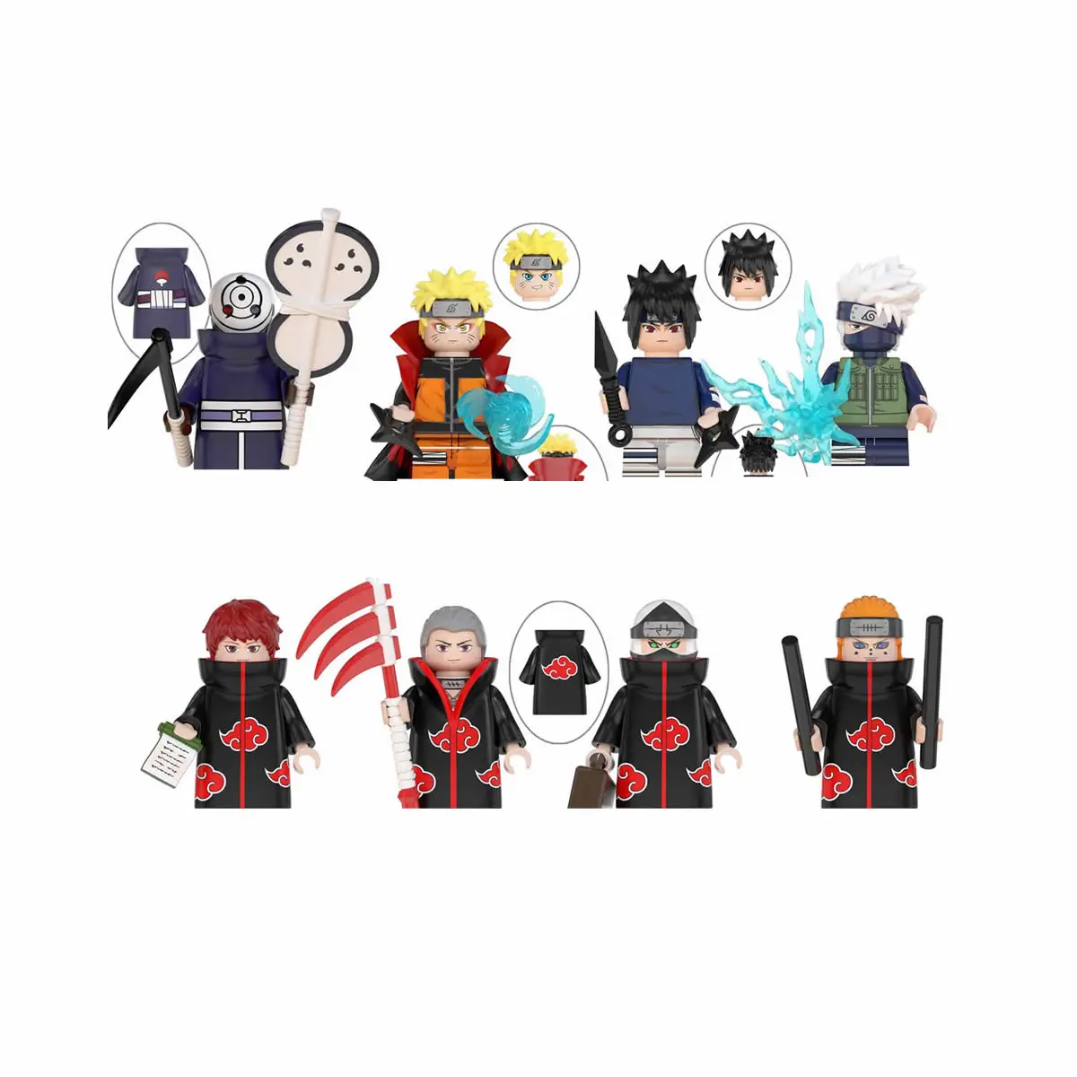 WM6105 аниме персонажи Uchiha Obito Sasuke Uzumaki строительные блоки детские игрушки мини-фигурки