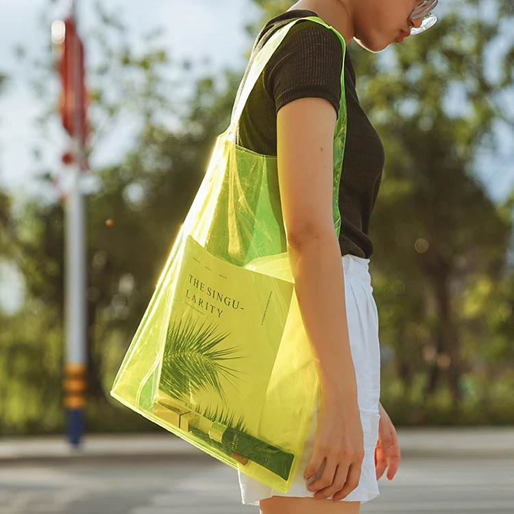 Good quality reusable strong custom logo transparent pvc shopping bag