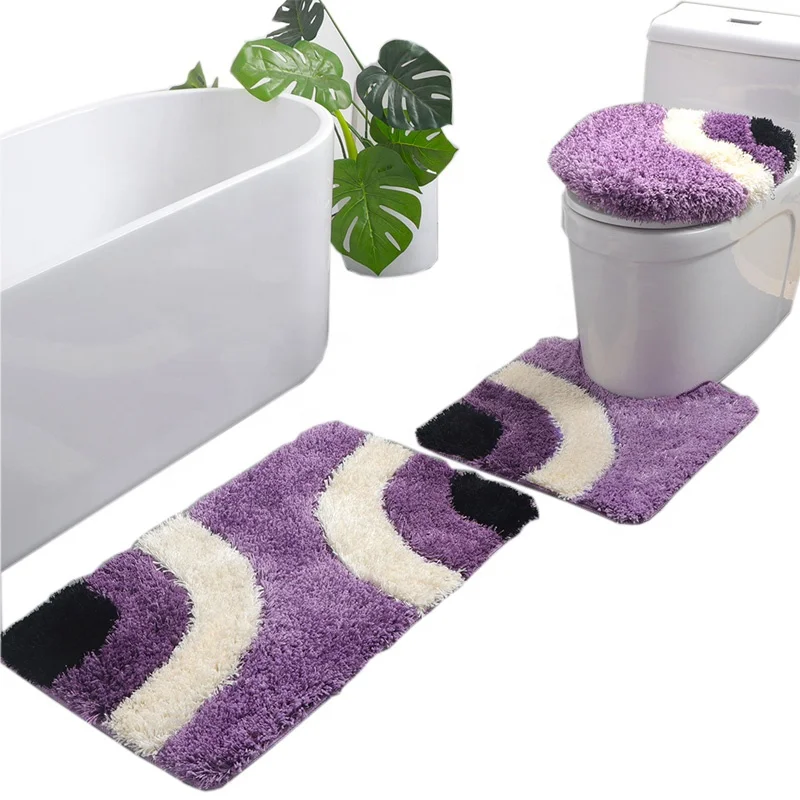 Non Slip Water Absorbent Rugs Set TPR Door Mats soft shaggy plush Bathroom Floor Mat Anti Slip super soft Bath Mat 3pcs set