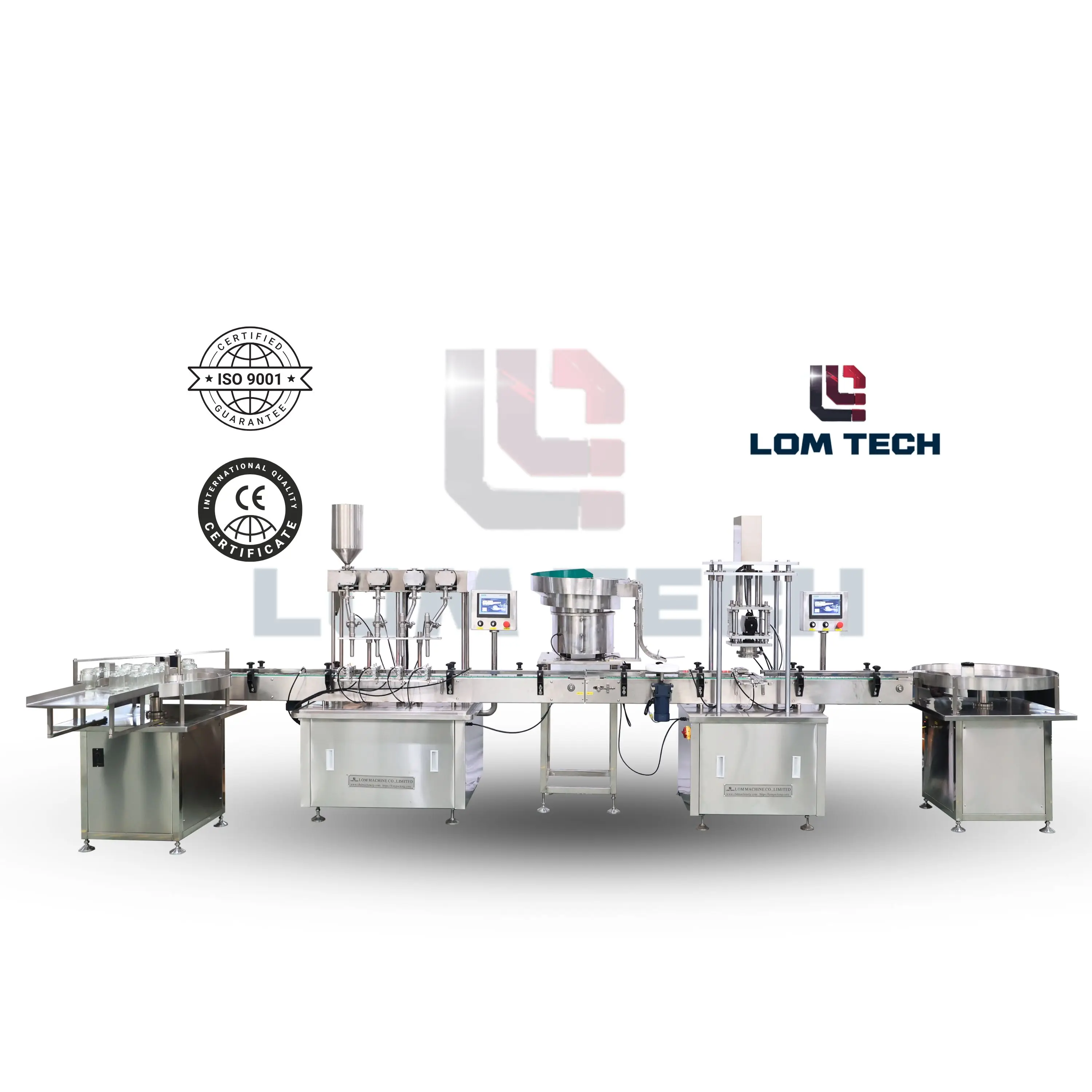 LOM Full-automatic Round/Square/Flat Glass Plastic Bottle Juice Cream Filling Capping Machine