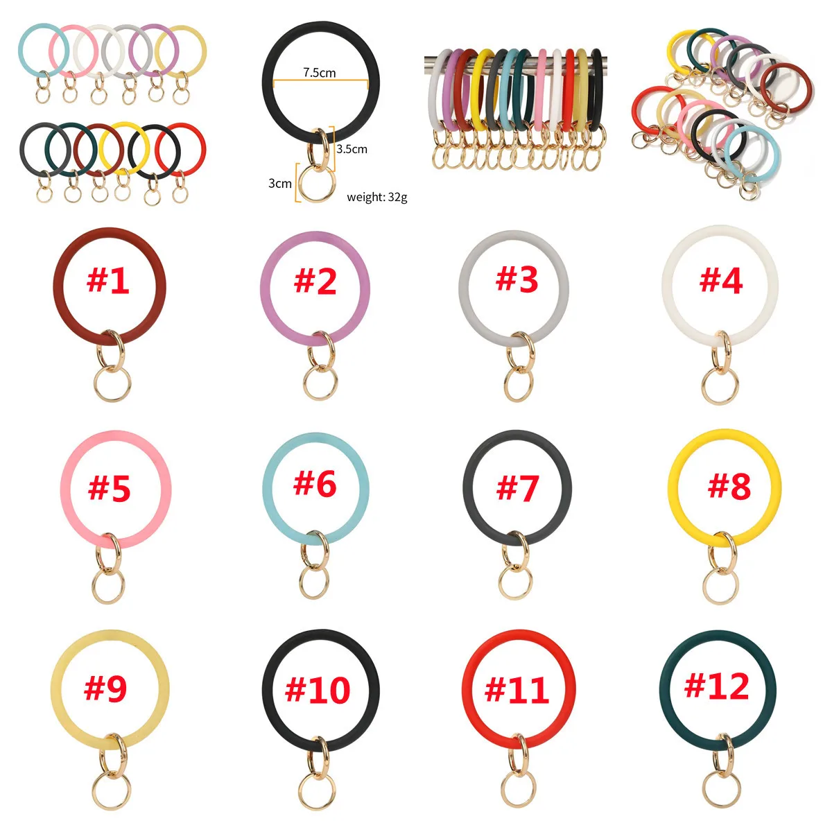 Silicone Glitter O Keyring Fasion Chic Circle Loop Wristlet Anti-Lost Keychain Wholesale For Women Key Wrist Strap Sport Jewelry