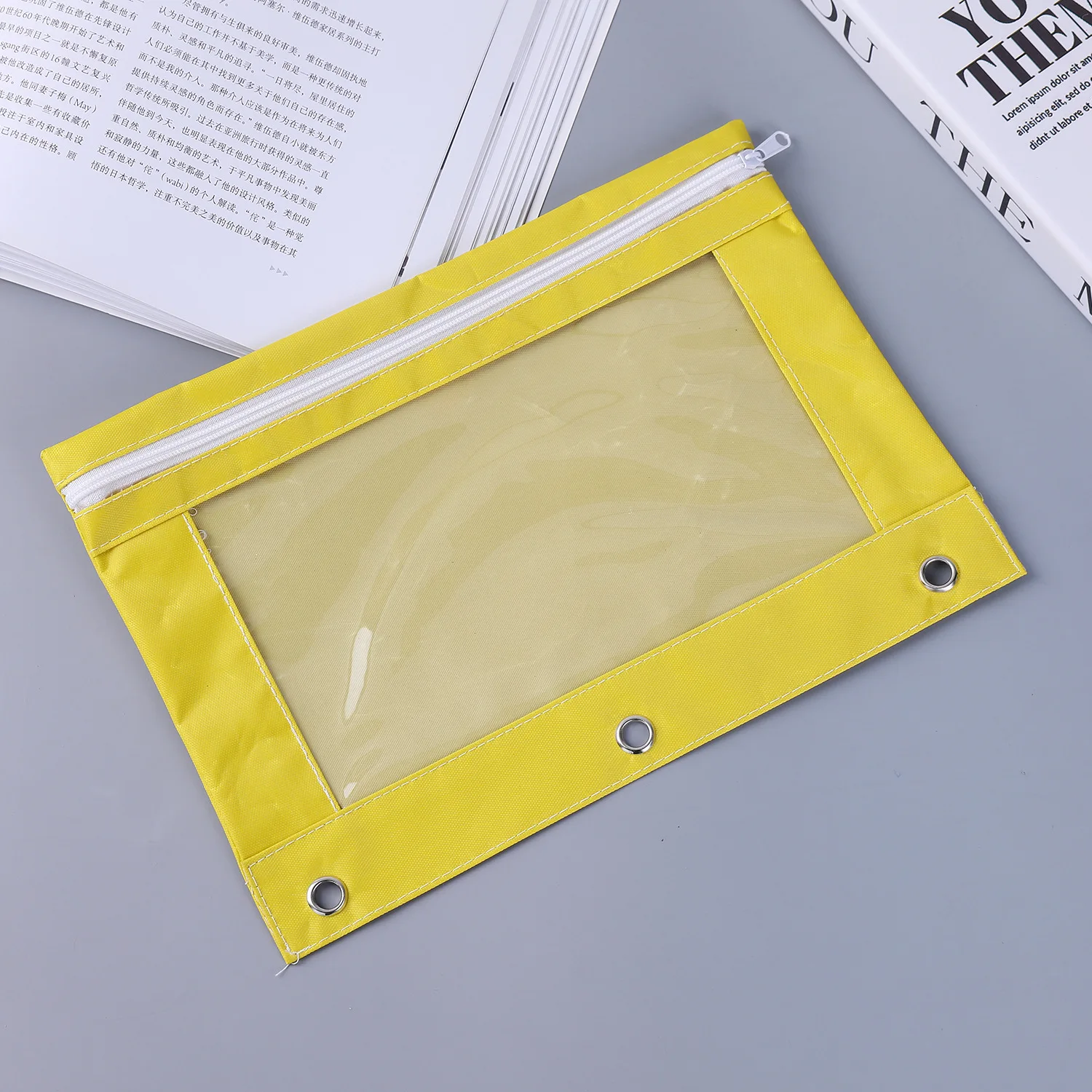 Three-hole file pencil case Oxford Cloth Binder Office B5 stationery bag Large capacity pen bag storage bag