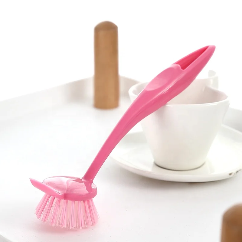 
small long handle plastic kitchen scrub cleaning brush for pot and vegetable 