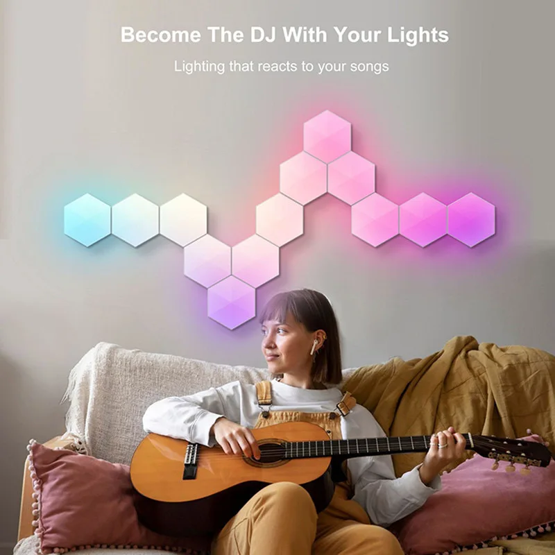 Hexagon Wall Lights Smart Light Wi-Fi Music Sync RGBIC Lamp Hexagonal LED Quantum