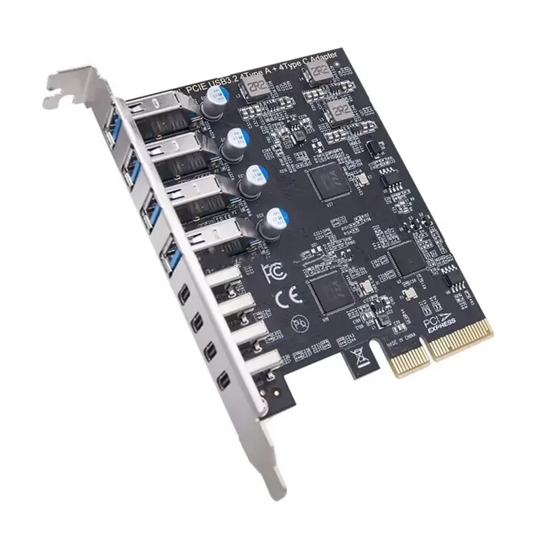 8 Ports PCIE USB 3.2 USB 3.2 PCI-E Expansion Card Type C (4) USB3.2 (4) PCI Express Adapter HUB Controller Card