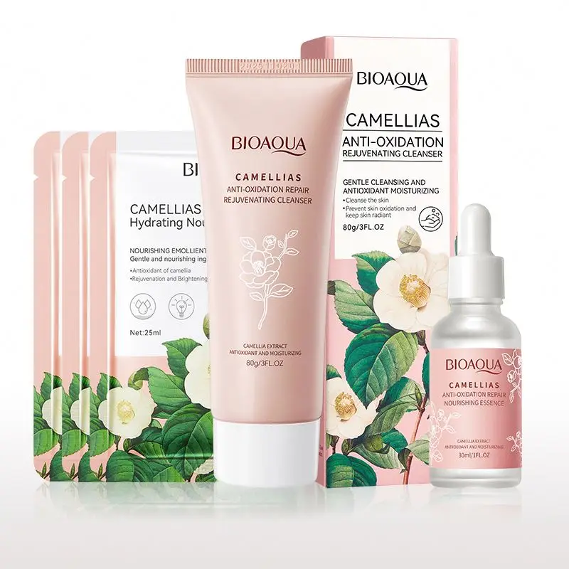 OEM BIOAQUA new in 2023 whitening camellia herbal smoothing skin care products with price face skin care set