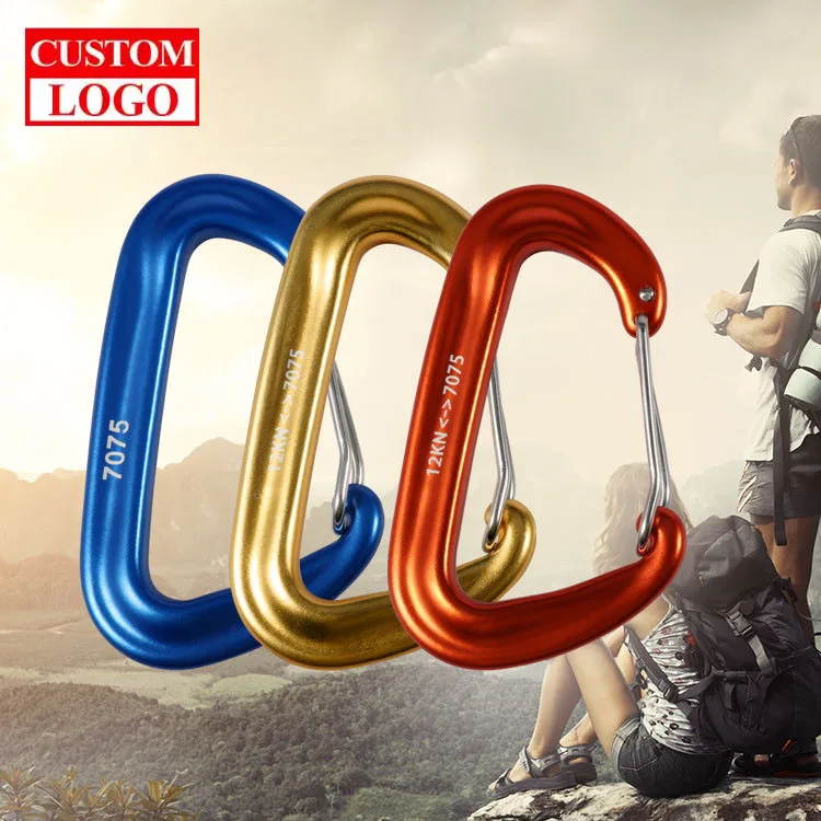 Carabiner Clips Aluminum Locking Spring Hook Keychain Custom Logo D Shape Heavy Duty Buckle Pack Carabiners Clip Lock Snap Hooks