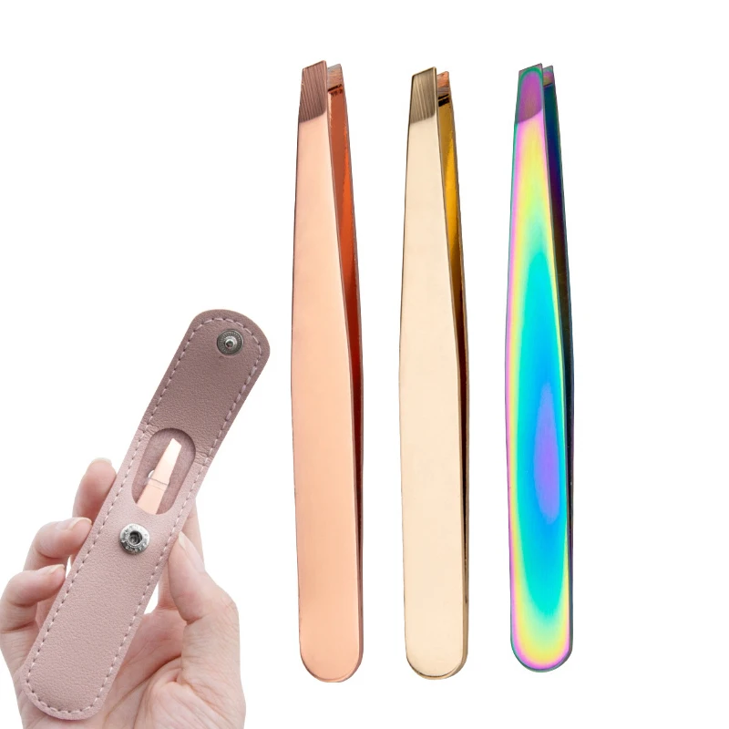 Eyebrow Tweezers Private Label Hair Removal Clip Rainbow Color Personal Care Stainless Steel Eyelash Extension Tweezers Set