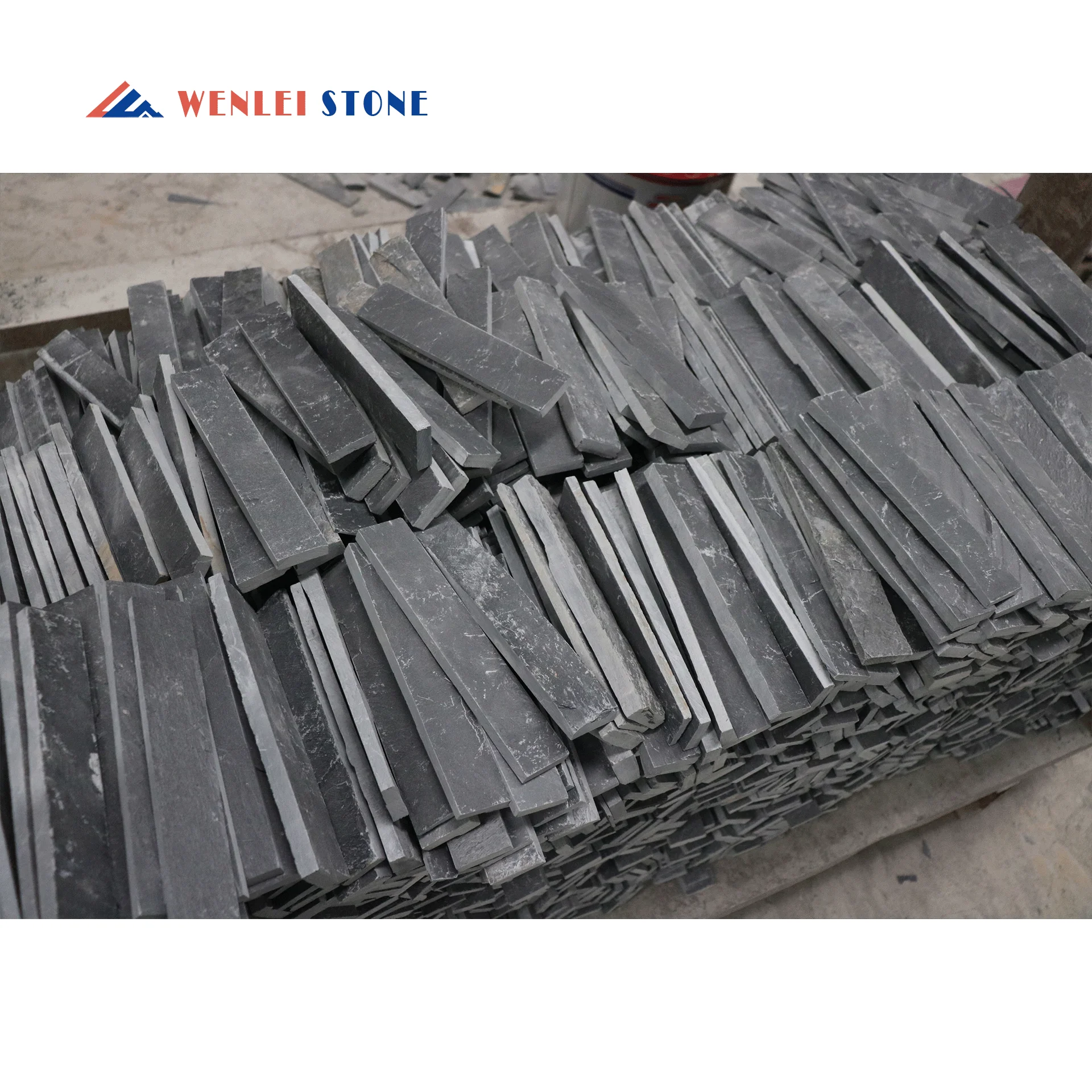 Natural Stone Veneer Stacked Stone 3D Stone Wall Black Slate Veneer Cultural Slate Wall Cladding For Fireplace Wall Decoration