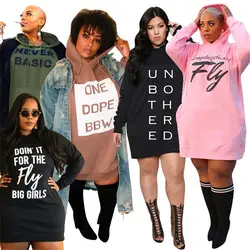 Latest Design Ladies Letter Printed Loose Pocket Clothing 2021 Women Hoodie Dresses Woman Casual Dress