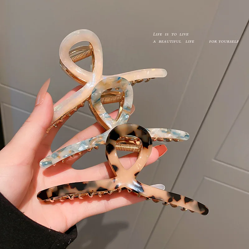 RARA 12CM Hair Accessories Fashionable Women Hair Clip Wholesale Tortoise Acetate Metal Cross Hair Claws