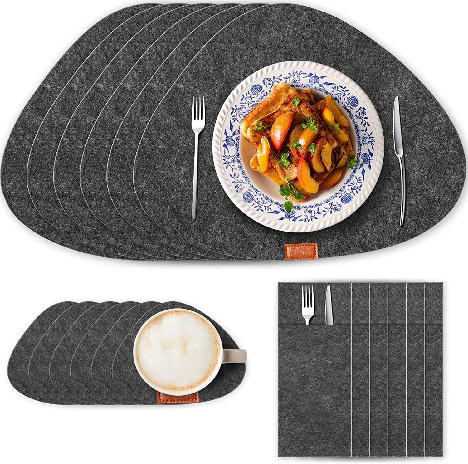 Набор нескользящих термостойких войлочных салфеток и подставок по индивидуальному заказу