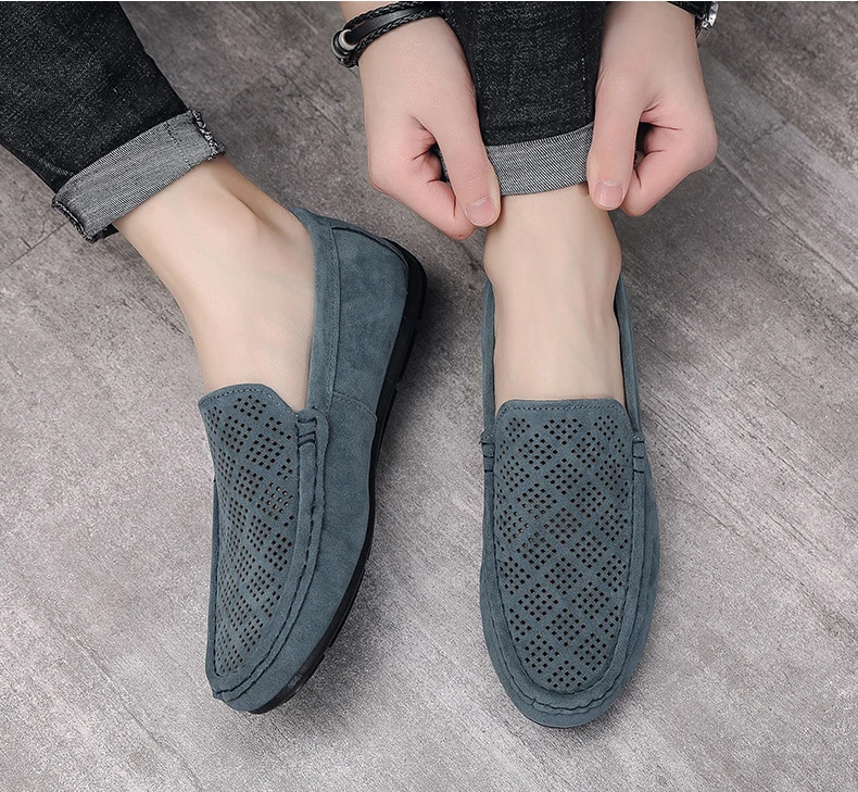 New Style Summer Suede Loafer Shoes For Men Driving Shoes Moccasins