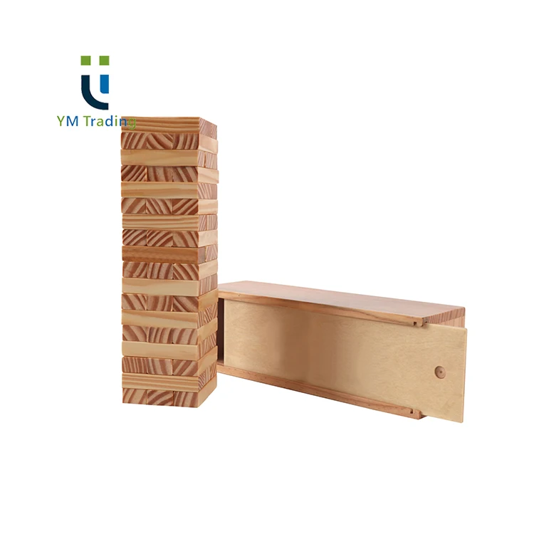 Wooden Stacking Board Games Custom Tabletop Tumbling Tower  with Wooden Box for  for Families and Kids