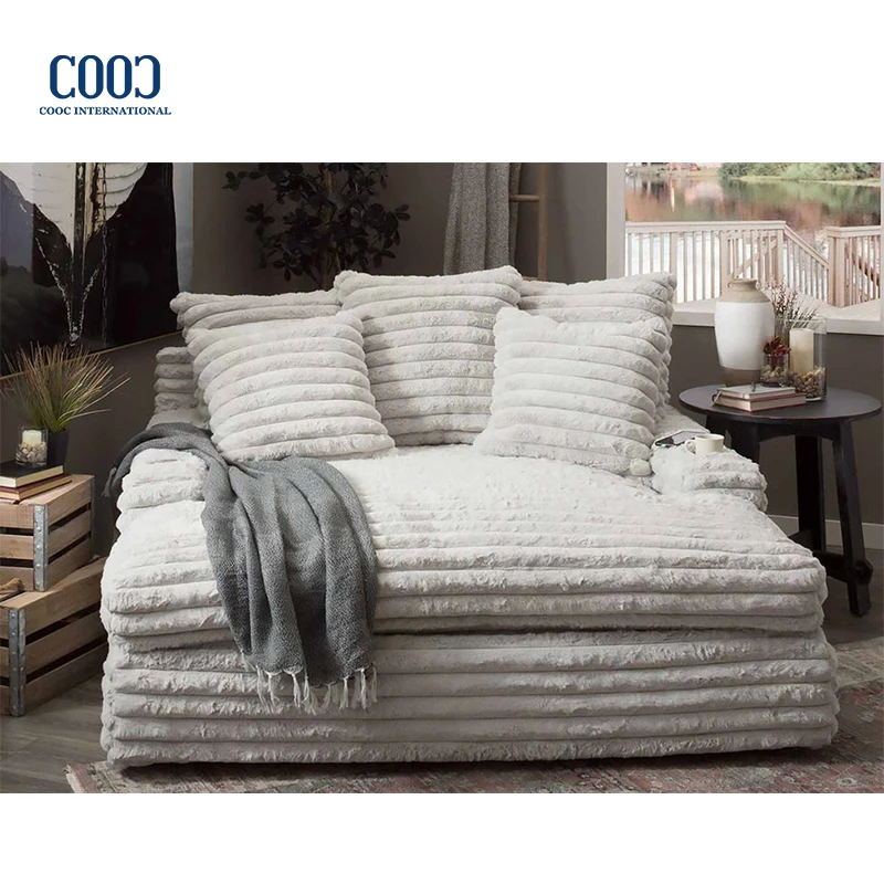 Modern Chaise Lounge Furniture Corduroy Fabric Loveseat Cinema Sleeper Sofa Living Room Sofa