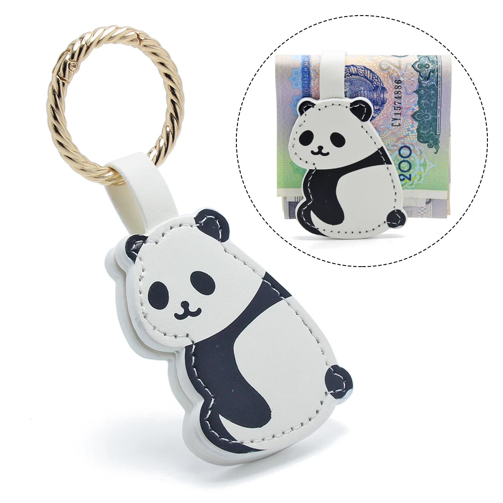 Magnetic Sunbonnet Clip Leather Panda Keychain Money Clip Holder Magnet Keyring Key Holder Bookmark Hat Clip For Travel Leather