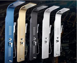 2022 best selling patterned walking corner design led light rain stainless steel shower wall shower panel