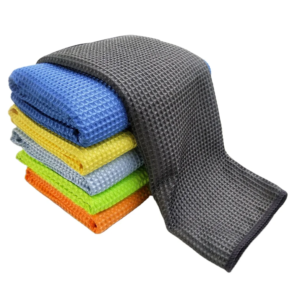 No Lint Car Glass Window Detailing Cloth Premium Microfiber Waffle Woven Towel Auto Detailing Cleaning Cloth