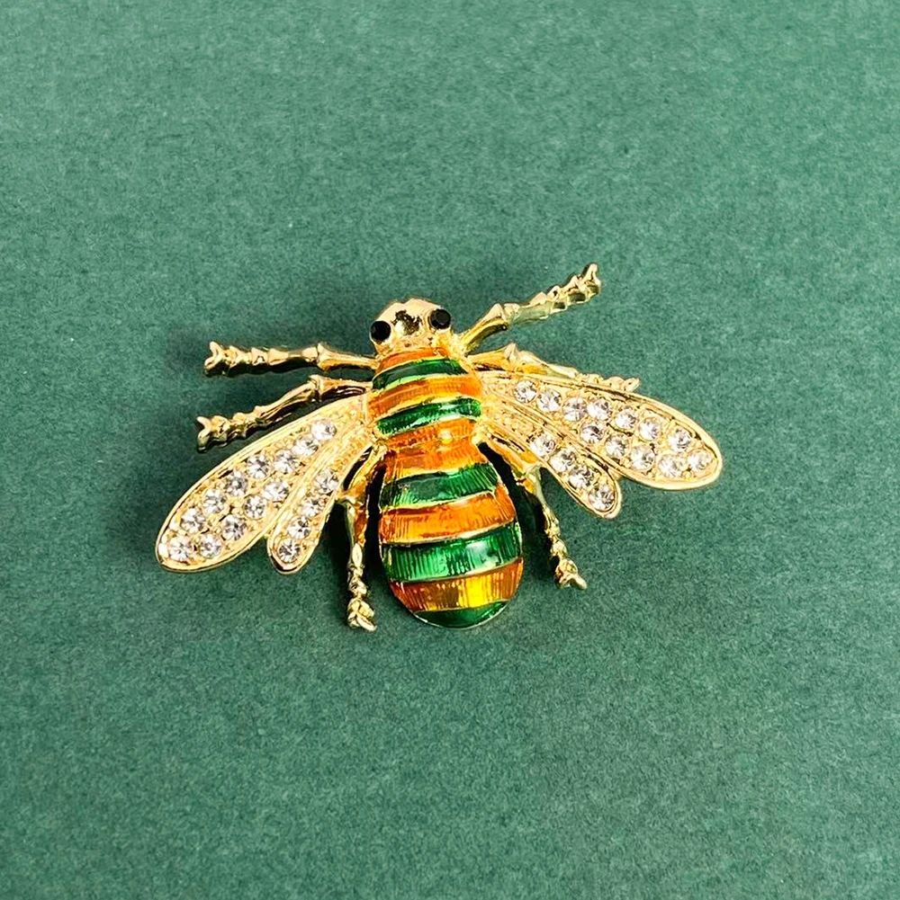 Wholesale Cute Enamel Animal Bee Brooch Pin Fashion Alloy Crystal Rhinestone Vintage Insect Brooches For Women