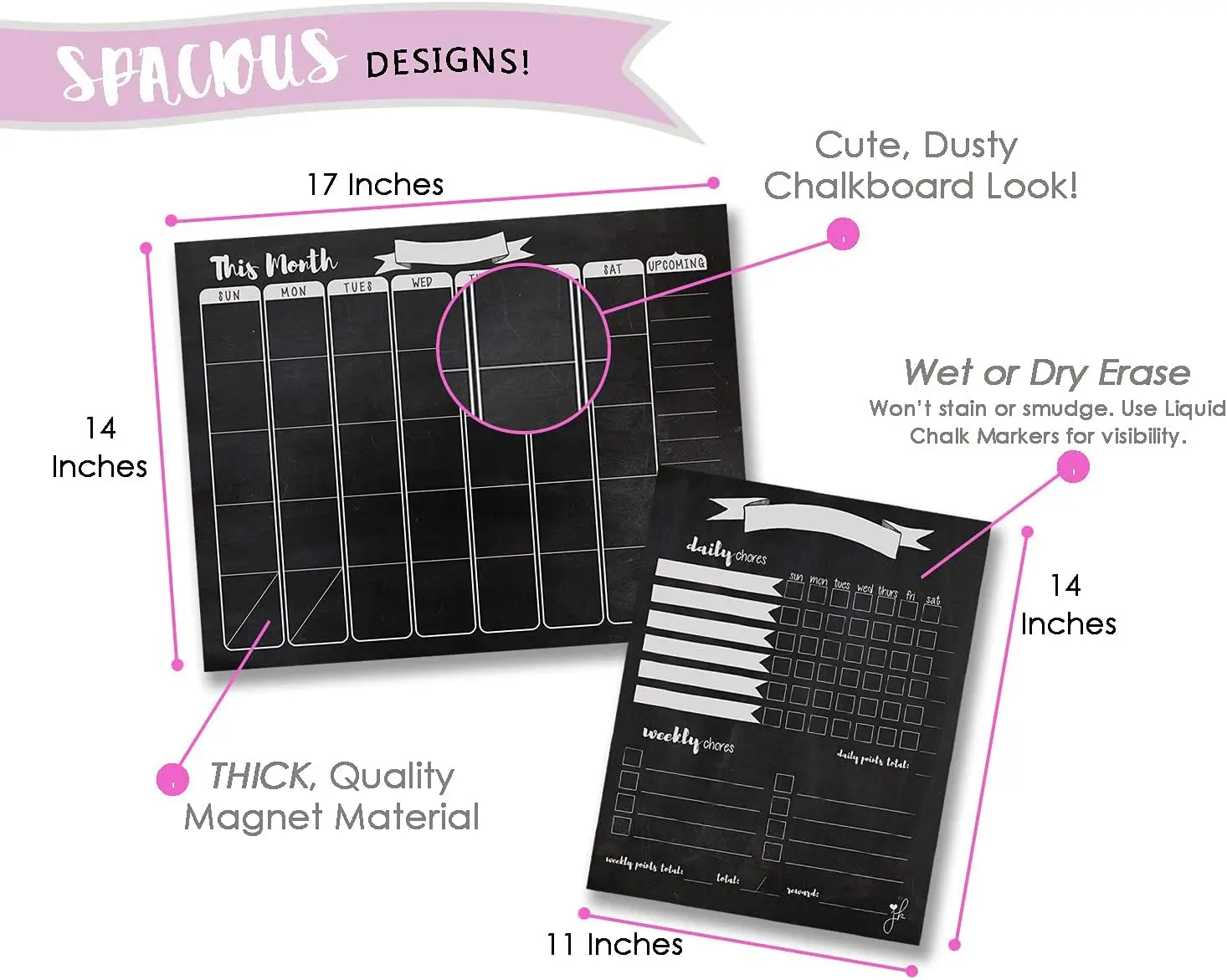 Magnetic dry erase refrigerator calendar monthly planner schedule board 18 x 14 inches with 3 magnetic markers and 1 eraser