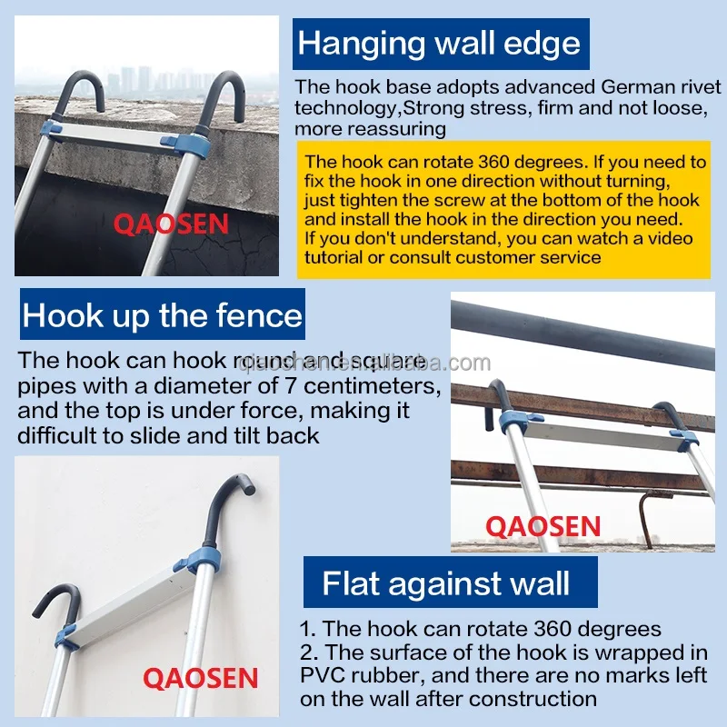 Anti-slip Cushion Telescopic Ladder with Hook and Balance Bar Easy to Use Home Outdoor