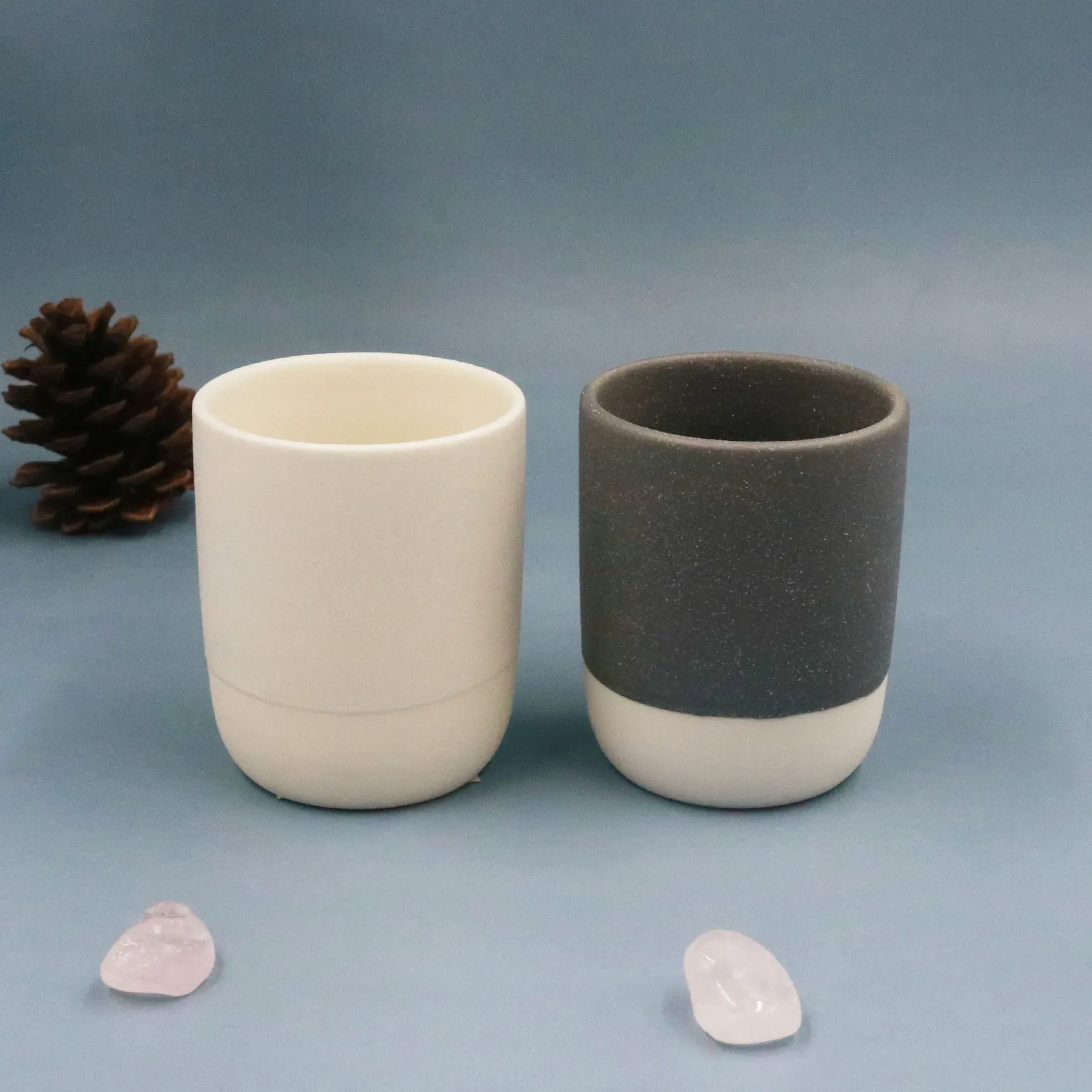 Custom Logo Home Decoration Clay Empty Matte Black Ceramic Candle