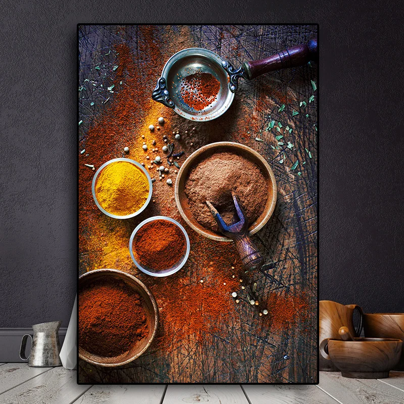 Grains Spices Peppers Cooking Canvas Painting Cuadros Scandinavian Posters and Prints Wall Art Food Picture for Kitchen Room