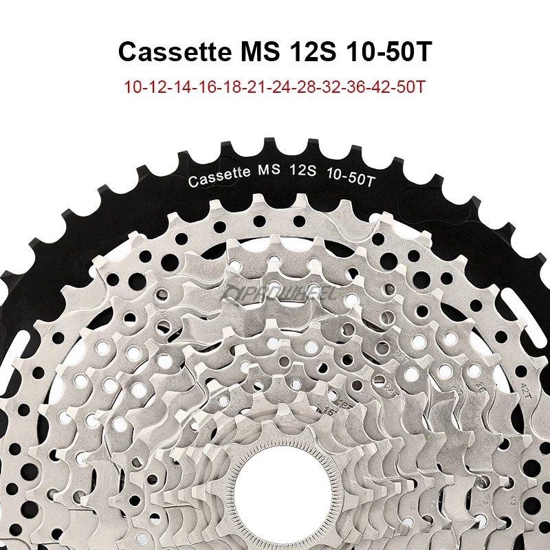 Sunshine MS Mountain Bike Parts Cassette Micro Spline Bicycle Flywheel 12-speed 10-50/52T Suitable for Shimano M7100 M8100 MS