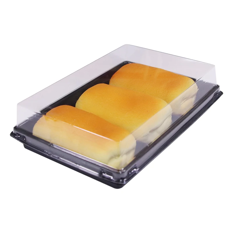 Eco-friendly transparent clear  plastic rectangular custom PLA PET biodegradable food cake box packaging containers