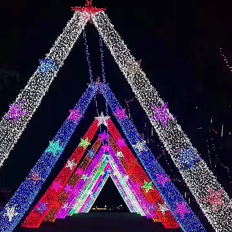Led outdoor Holiday Street Garden Park Square decorated time tunnel waterproof metal arch 3D motif lights