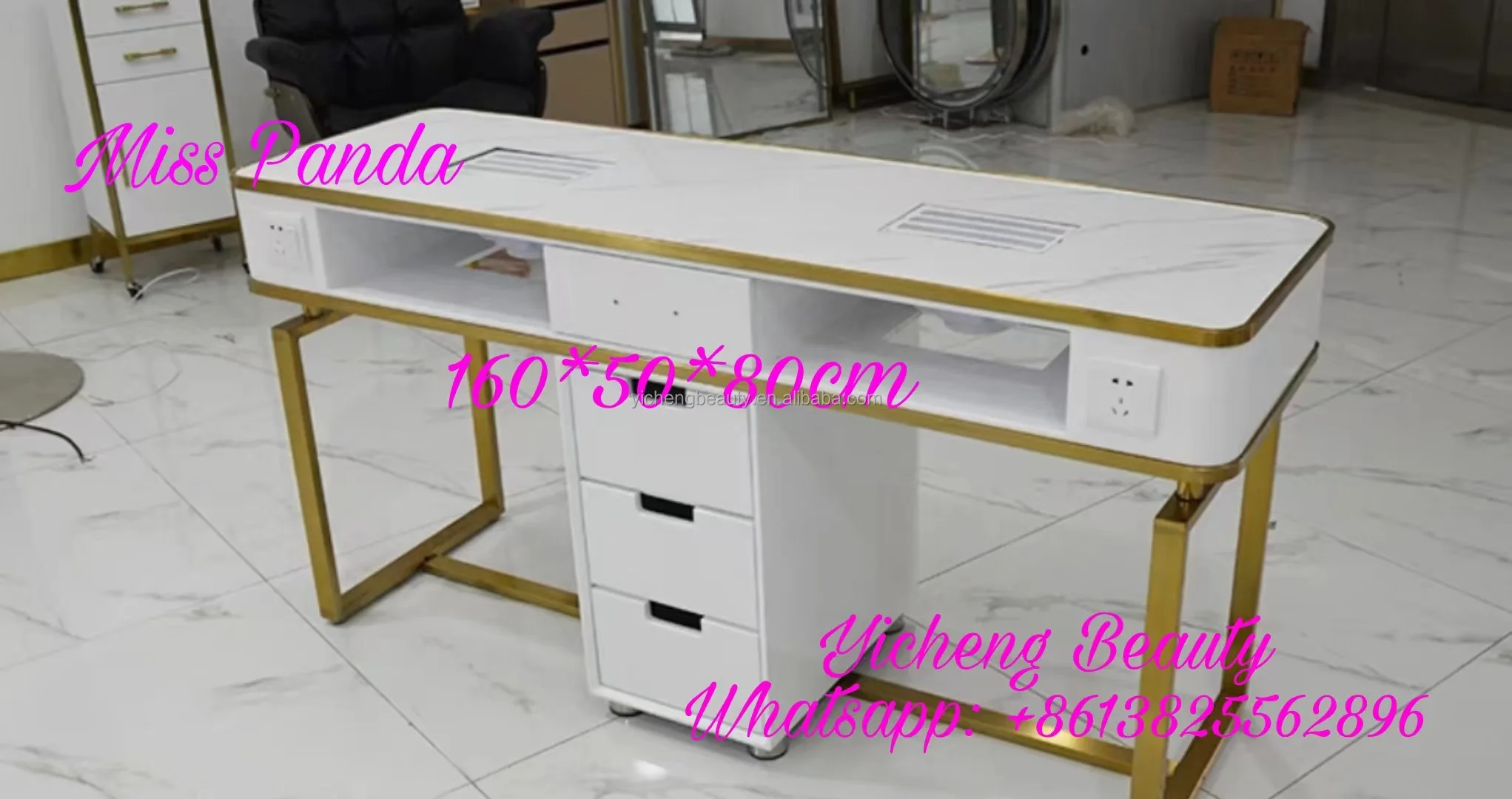 Factory Supply Salon Manicure Pedicure Equipment Cheap Double Nail Table with Vacuum in Cheap Price in China
