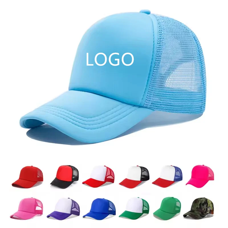 Premium 5-Panel Trucker Hat Professional Custom Printed Embroidery Logo Net Wholesale Premium Foam Truck Driver Cap