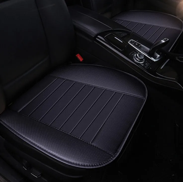 Breathable 2pc Car Interior Seat Cover Cushion Pad Mat for Auto Supplies Office Chair with PU Leather(Black)