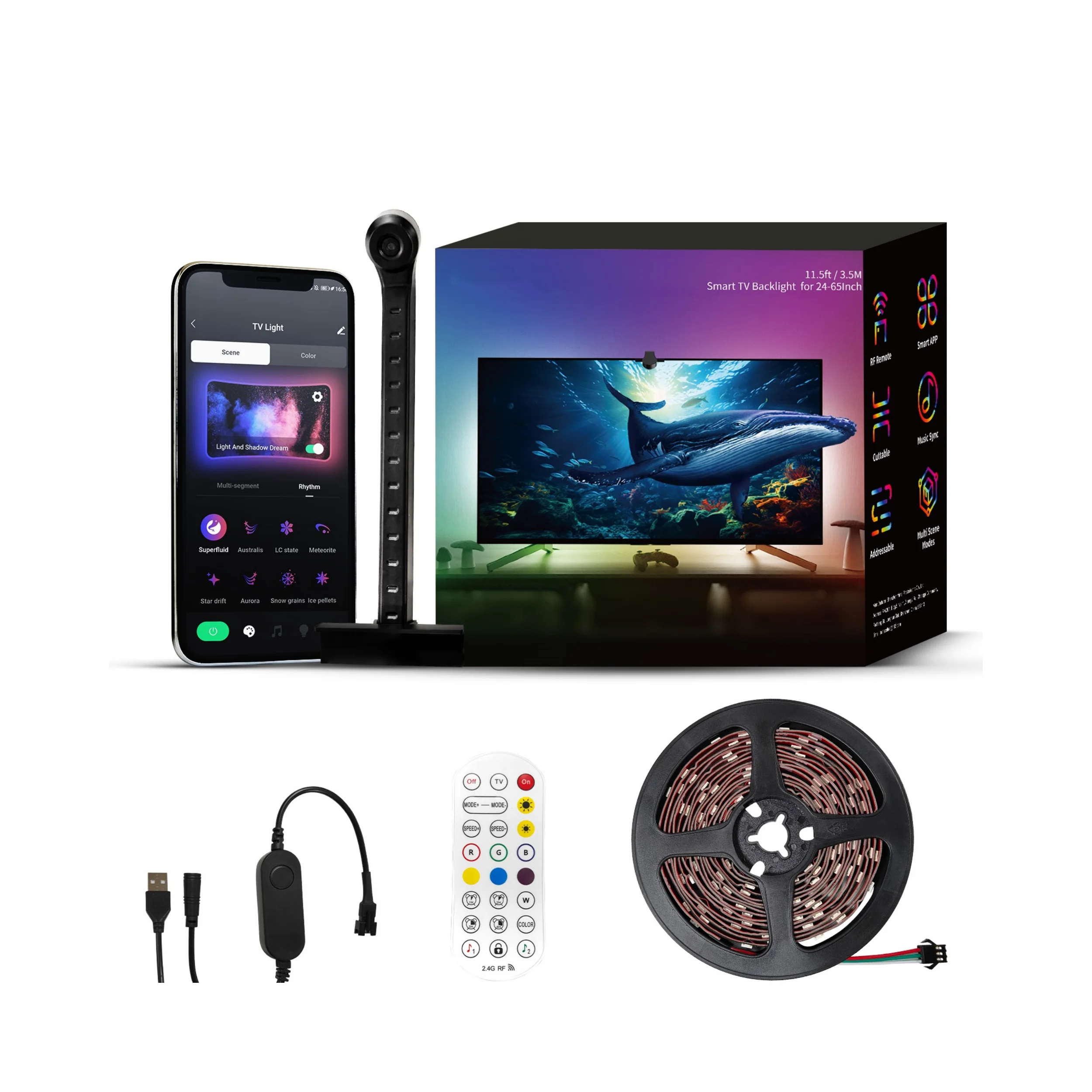 FEICAN Smart Sync LED Light Kits Ambient PC TV Lights Synced LED TV Backlight Kit With Camera